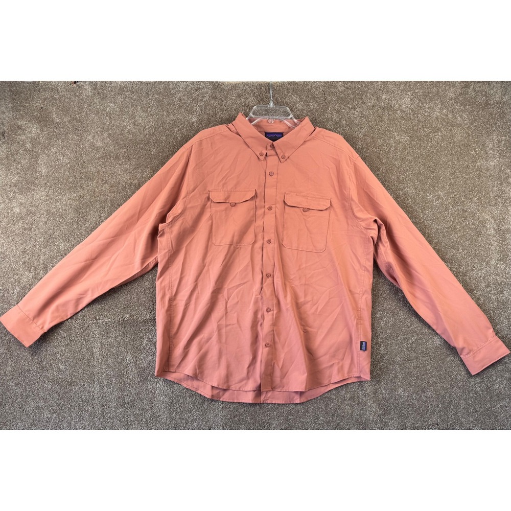 Patagonia Mens XL Long Sleeve Button Down Shirt Coral Recycled Ripstop Hiking